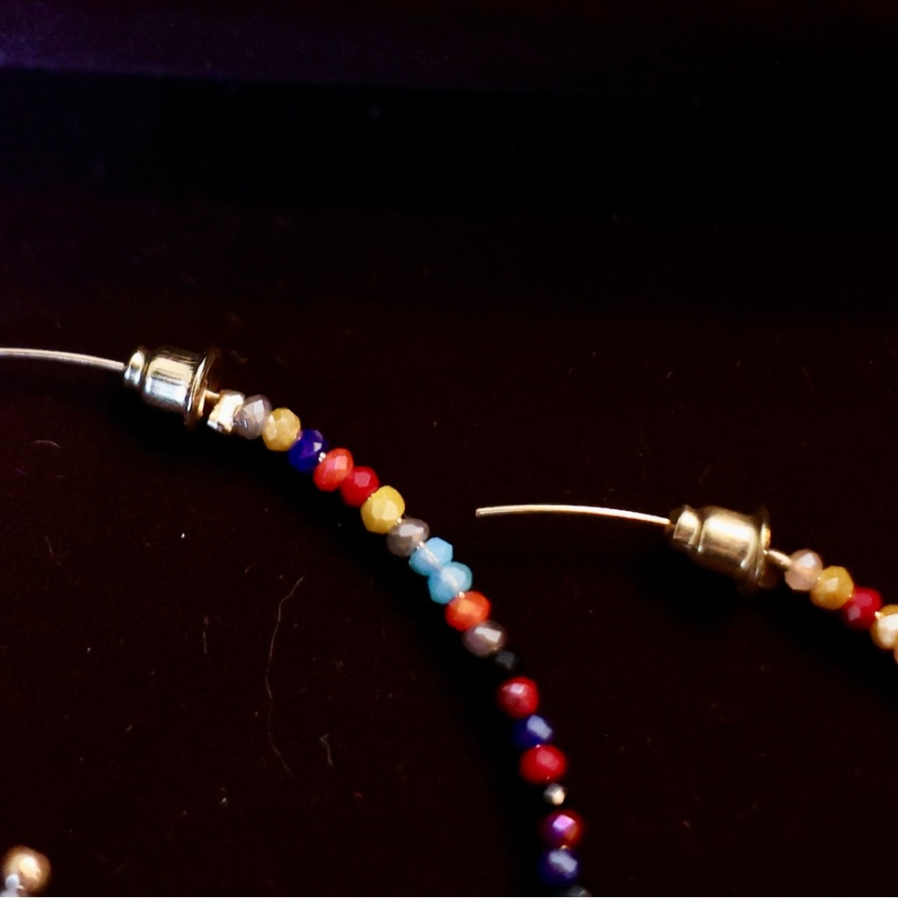 Colorful Beaded Hoop Earrings - Picture 3 of 5